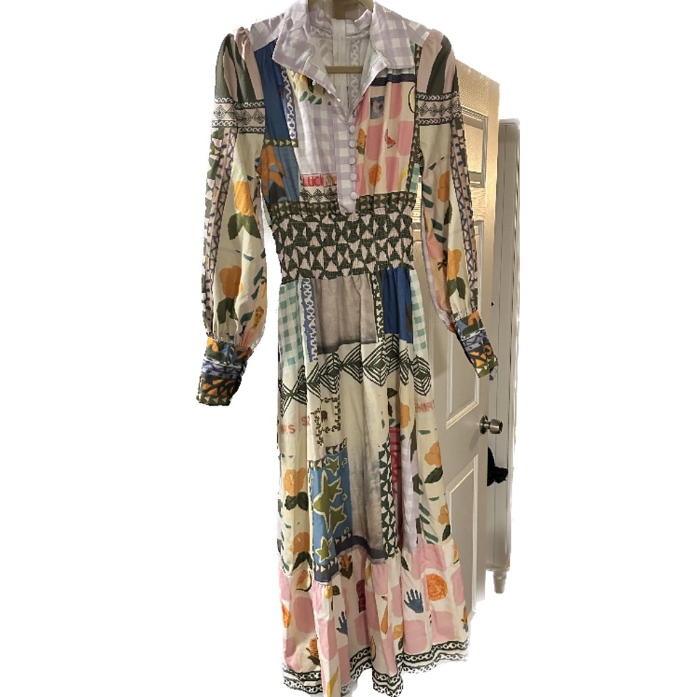 Multi pattern maxi dress